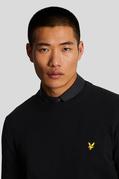 COTTON CREW NECK JUMPER JET BLACK 5