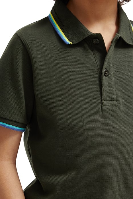 BOYS COTTON IN CONVERSION POLO WITH CONTRAST TIPPING FOREST 6