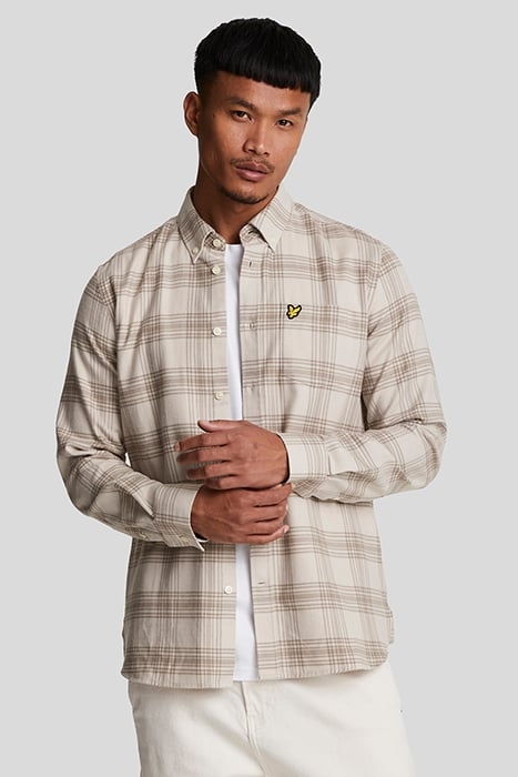 TONAL CHECK FLANNEL SHIRT LIGHT MIST/ HERITAGE TAUPE 1