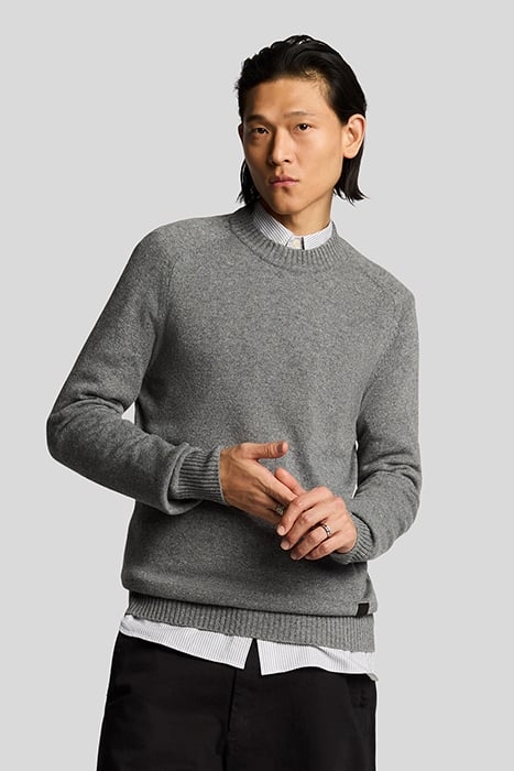 SADDLE SLEEVE CREW NECK JUMPER GREY HEATHER 1
