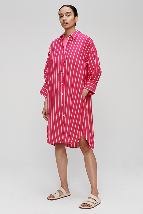 STRIPED SHIRT DRESS MID CARMINE ROSE 2