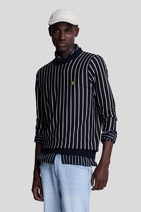 VERTICAL STRIPE CREW NECK JUMPER DARK NAVY 1