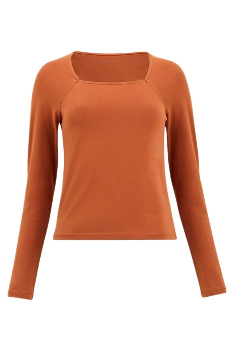 RALLIE COT ELAS LS SQ NK TEE BROWN 4