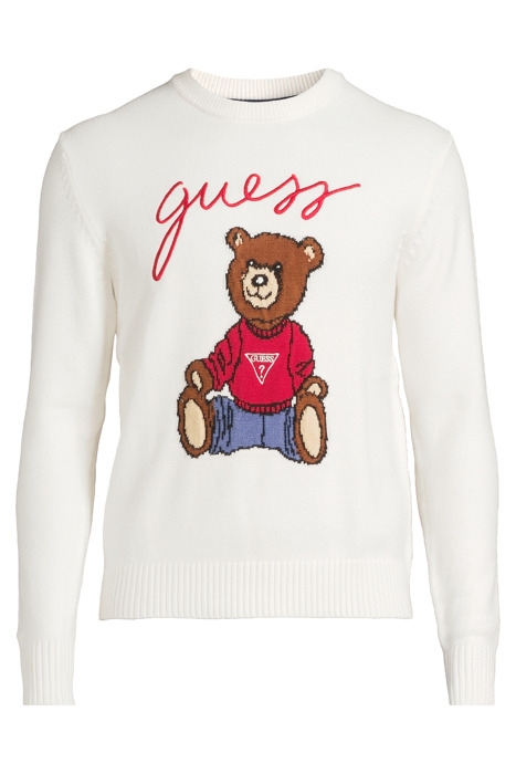 GUESS BEAR LS CN SWT SALT WHITE 3