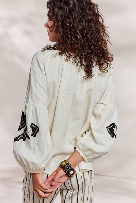 TOP LINNEN HEAVY EMBROIDERY IVORY 2