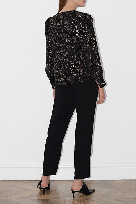 SPECKLE FOIL LS V NK BLOUSE BLACK 3
