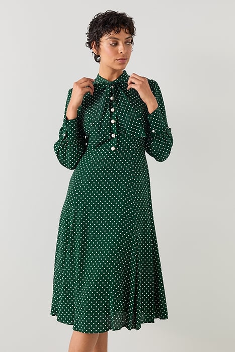MORTIMER TIE MIDI DRESS GREEN 1