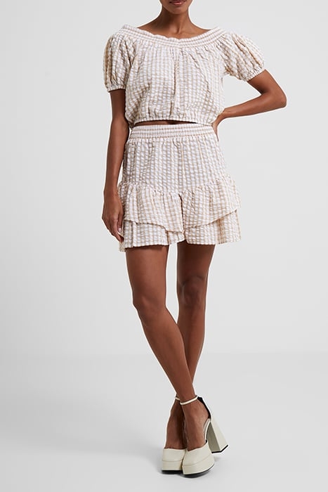 FILIPPA COT POPLIN RUF HEM SKR BROWN 1