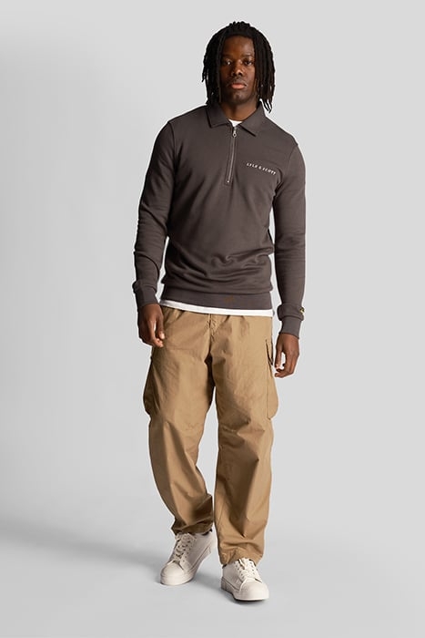 LOOPBACK EMBROIDERED COLLARED SWEATSHIRT GUNMETAL 3