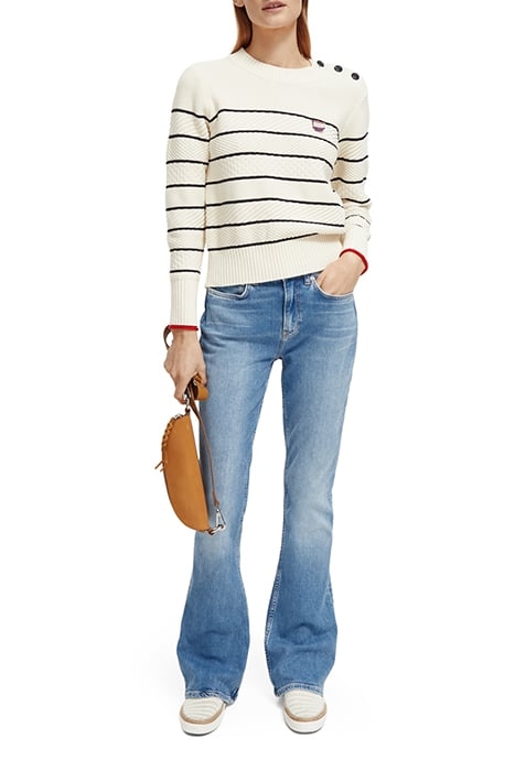 BUTTON SHOULDER STRIPED PULLOVER ECRU 3