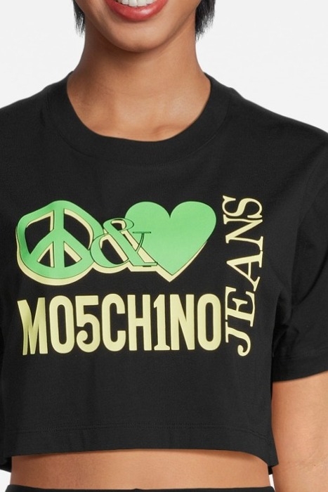 CROPPED PEACE & LOVE LOGO T-SHIRT BLACK 4
