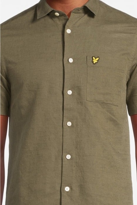 COTTON LINEN SHORT SLEEVE SHIRT OLIVE 4