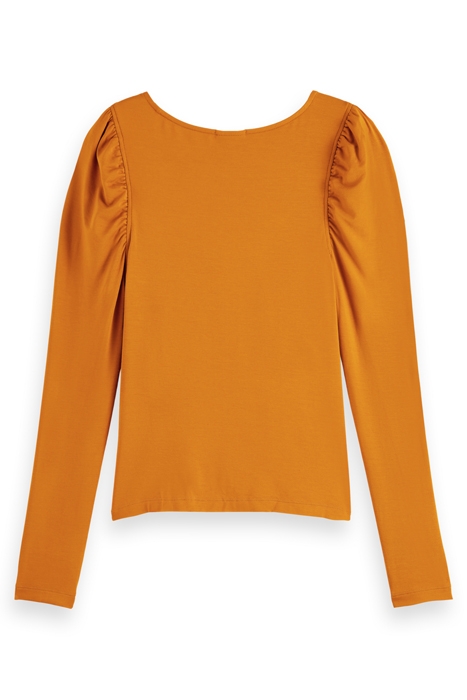 GATHERED FRONT LONG SLEEVED TOP CINNAMON SPICE 5