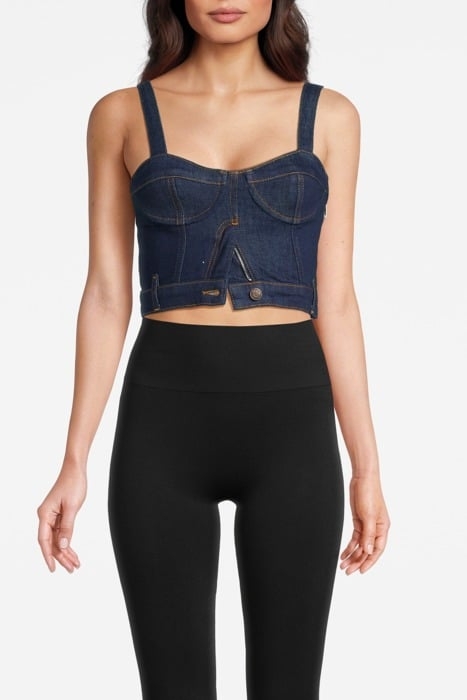 STRETCH DENIM CROP TOP BLUE 1