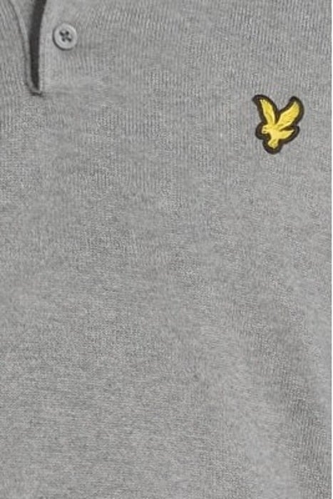 COTTON MERINO LONG SLEEVE KNITTED POLO MID GREY MARL 5