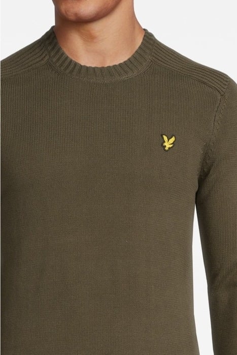 SHOULDER DETAIL CREW NECK KNIT JUMPER OLIVE 4