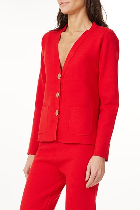 STRUCTURED SHOULDER CARDI HIGH RISK RED 5