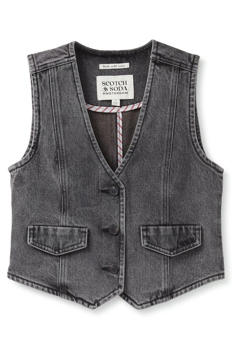 CROP DENIM VEST DARK SLATE 3