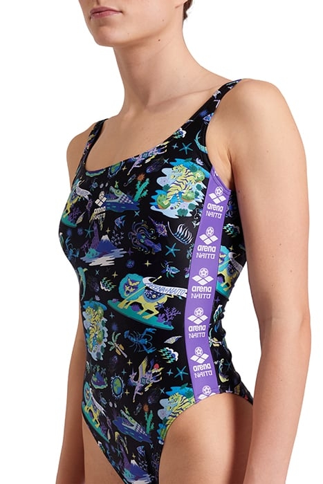 WOMEN'S ARENA FUN PLANET SWIMSUIT U BACK BLACK MULTI 4