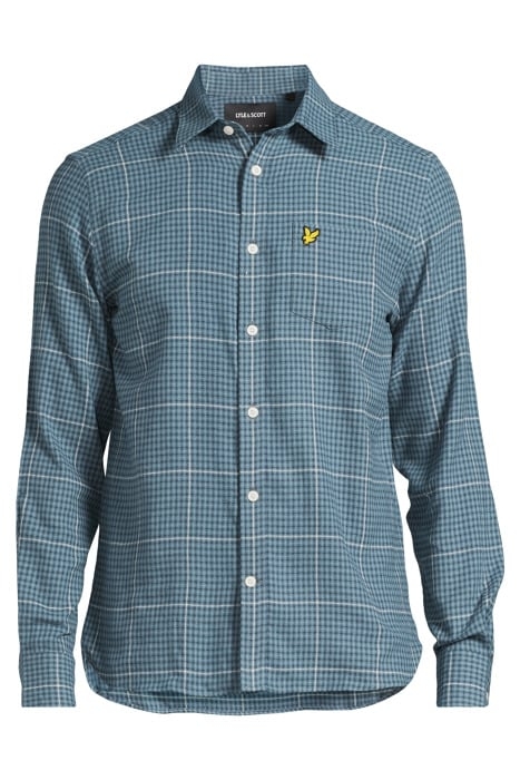 HOUNDSTOOTH CHECK FLANNEL SHIRT MIST BLUE 3