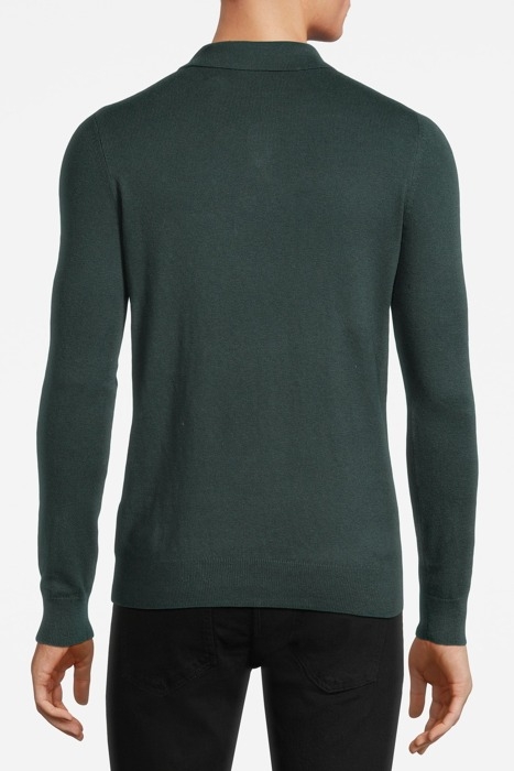 COTTON MERINO LONG SLEEVE KNITTED POLO ARGYLE TEAL 2