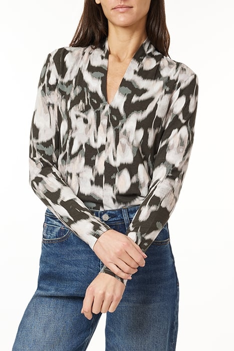 LONG SLEEVE KNIT TOP BLURRED FLORAL 1