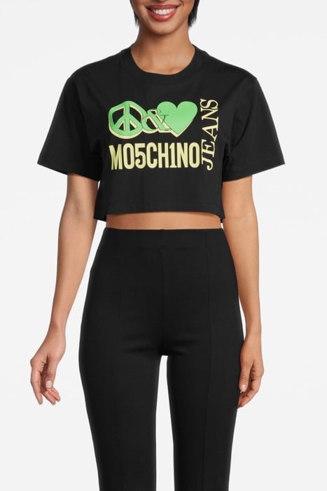 CROPPED PEACE & LOVE LOGO T-SHIRT BLACK 1