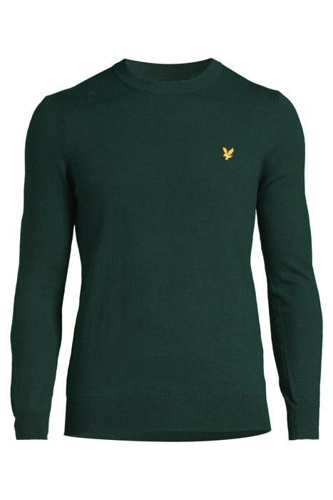 COTTON MERINO CREW NECK JUMPER DARK GREEN 3