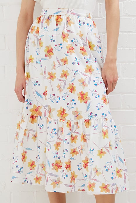 CAMILLE DRAPE TIERED MIDI SKRT WHITE 1