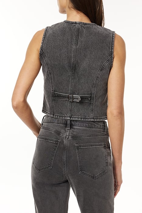 CROP DENIM VEST DARK SLATE 2
