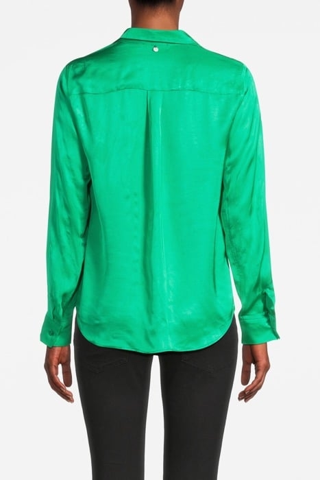 GREEN UNI SATIN BLOUSE LONG SLEEVES GREEN 2