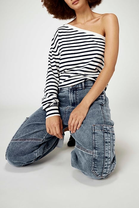 ONE SHOULDER KNIT TOP ECRU/NIGHT SKY 6