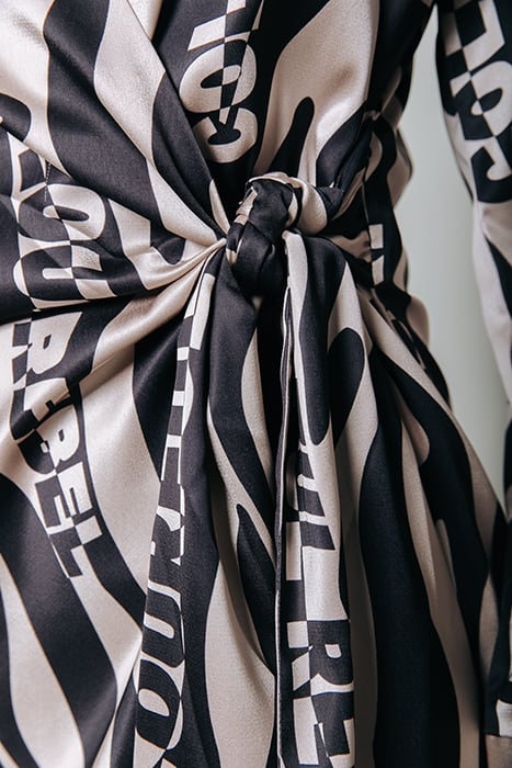 LEA ZEBRA WRAP MIDI DRESS SAND 7