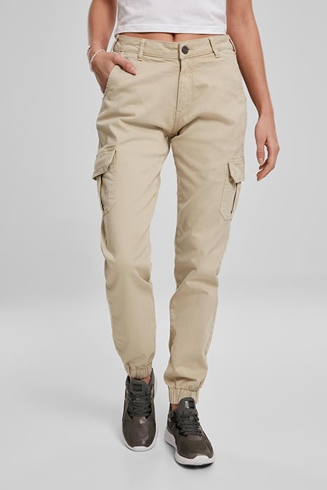 LADIES HIGH WAIST CARGO PANTS CONCRETE 1