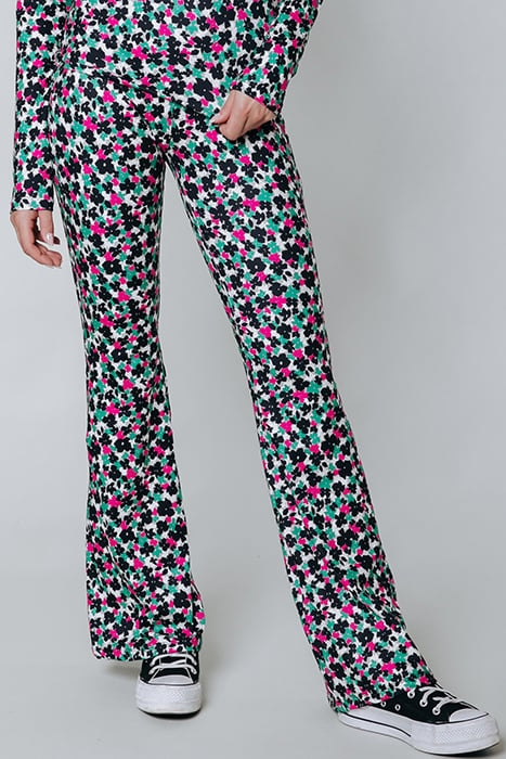 CUTE FLOWER PEACHED EXTRA FLARE PANTS MULTICOLOR 1