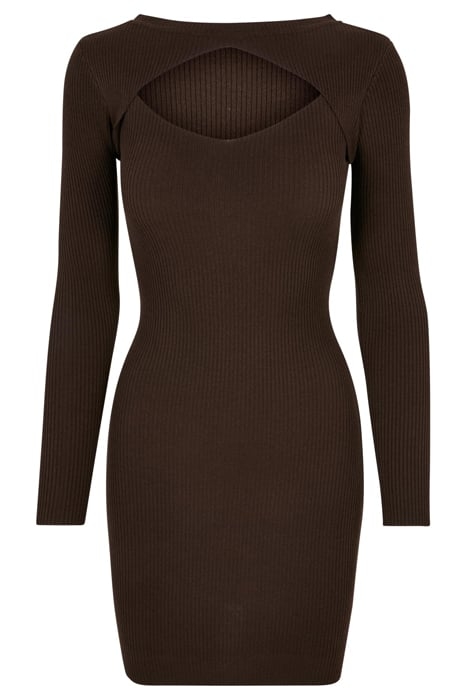 LADIES CUT OUT DRESS BROWN 4