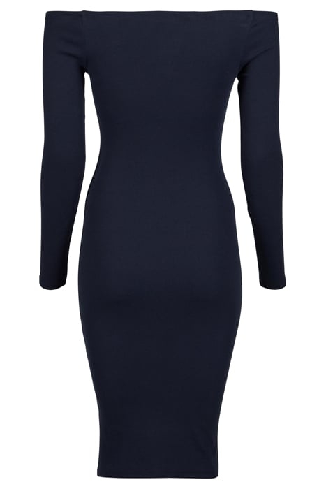 LADIES OFF SHOULDER LONGSLEEVE RIB DRESS BLACK 4