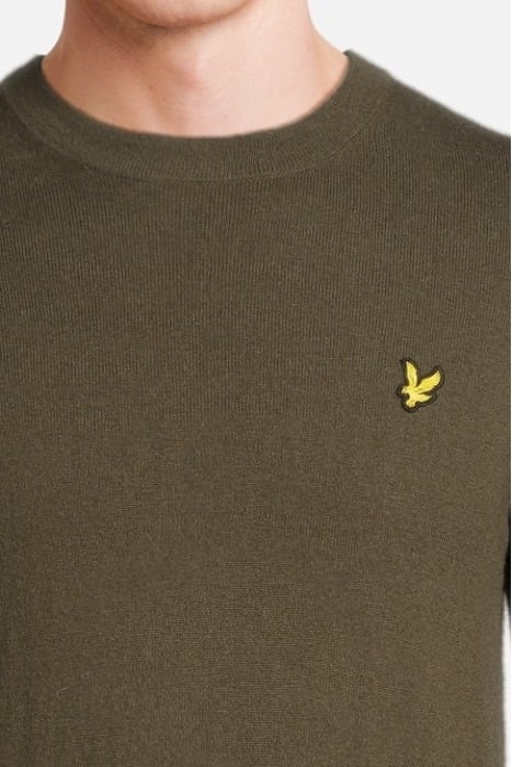 COTTON MERINO CREW NECK JUMPER OLIVE 4