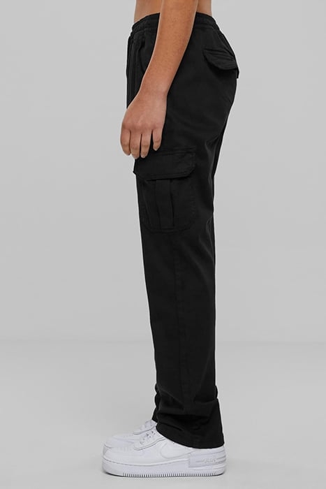 LADIES HIGH WAIST TWILL CARGO PANTS BLACK 6