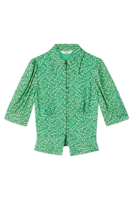 ELSIE RIBBON BUTTON-DOWN SHIRT GREEN 4