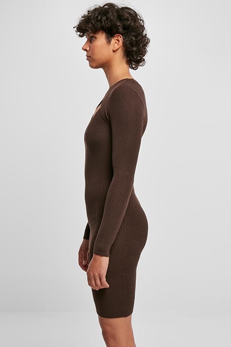 LADIES CUT OUT DRESS BROWN 6