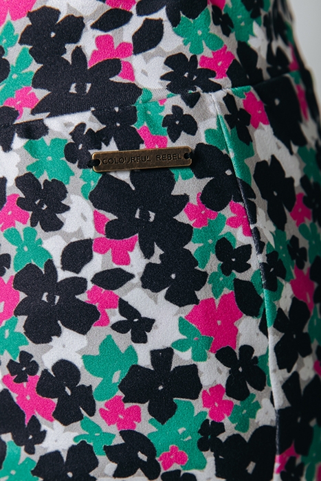 CUTE FLOWER PEACHED EXTRA FLARE PANTS MULTICOLOR 5