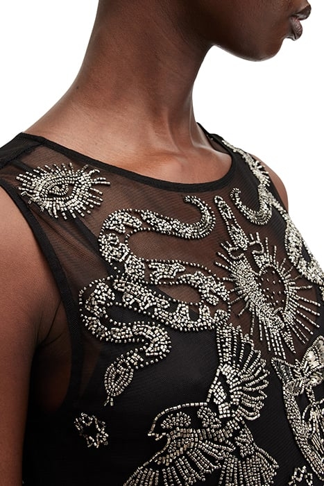 RYE EMB MAXI DRESS BLACK/GUNMETAL 6