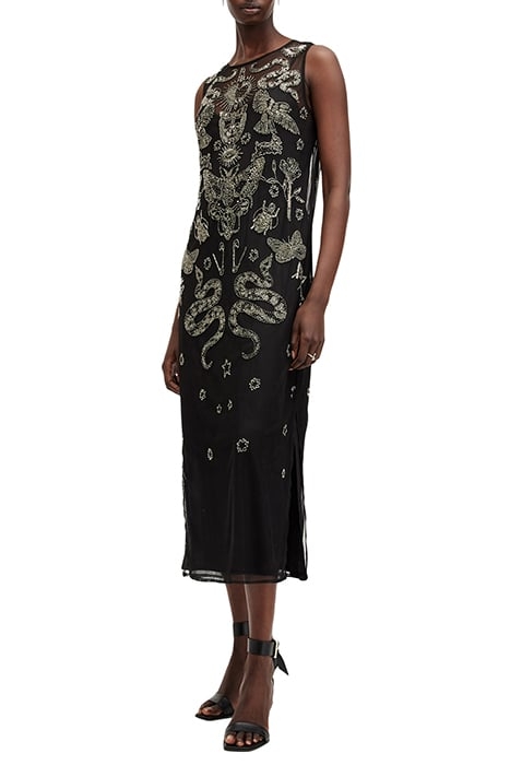 RYE EMB MAXI DRESS BLACK/GUNMETAL 1