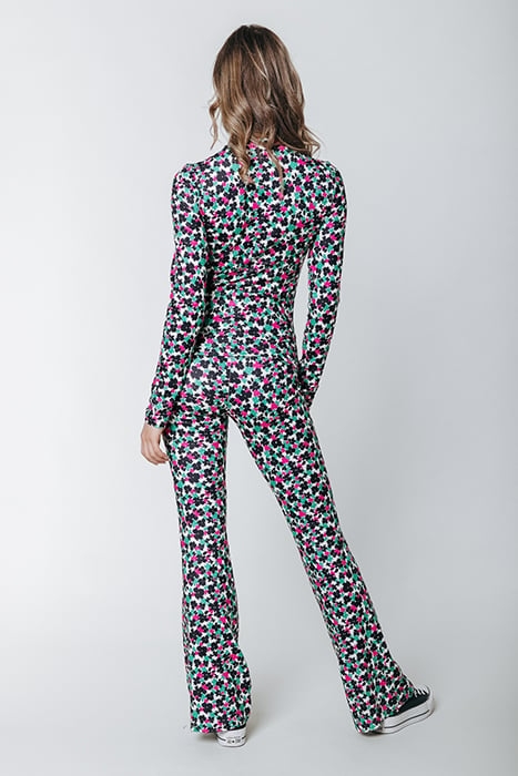 CUTE FLOWER PEACHED EXTRA FLARE PANTS MULTICOLOR 3