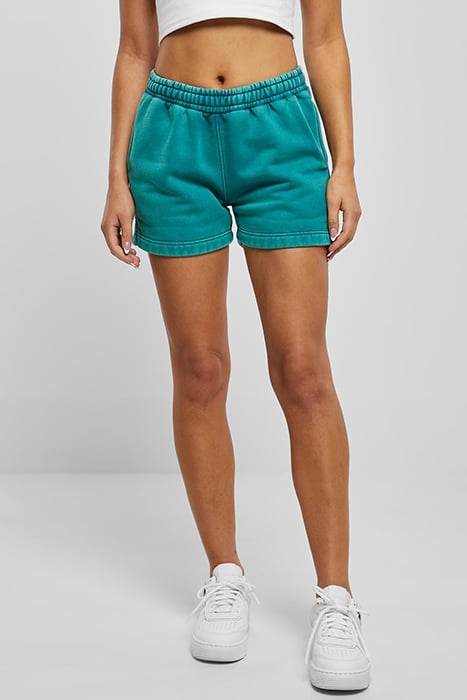 LADIES STONE WASHED SHORTS WATERGREEN 1