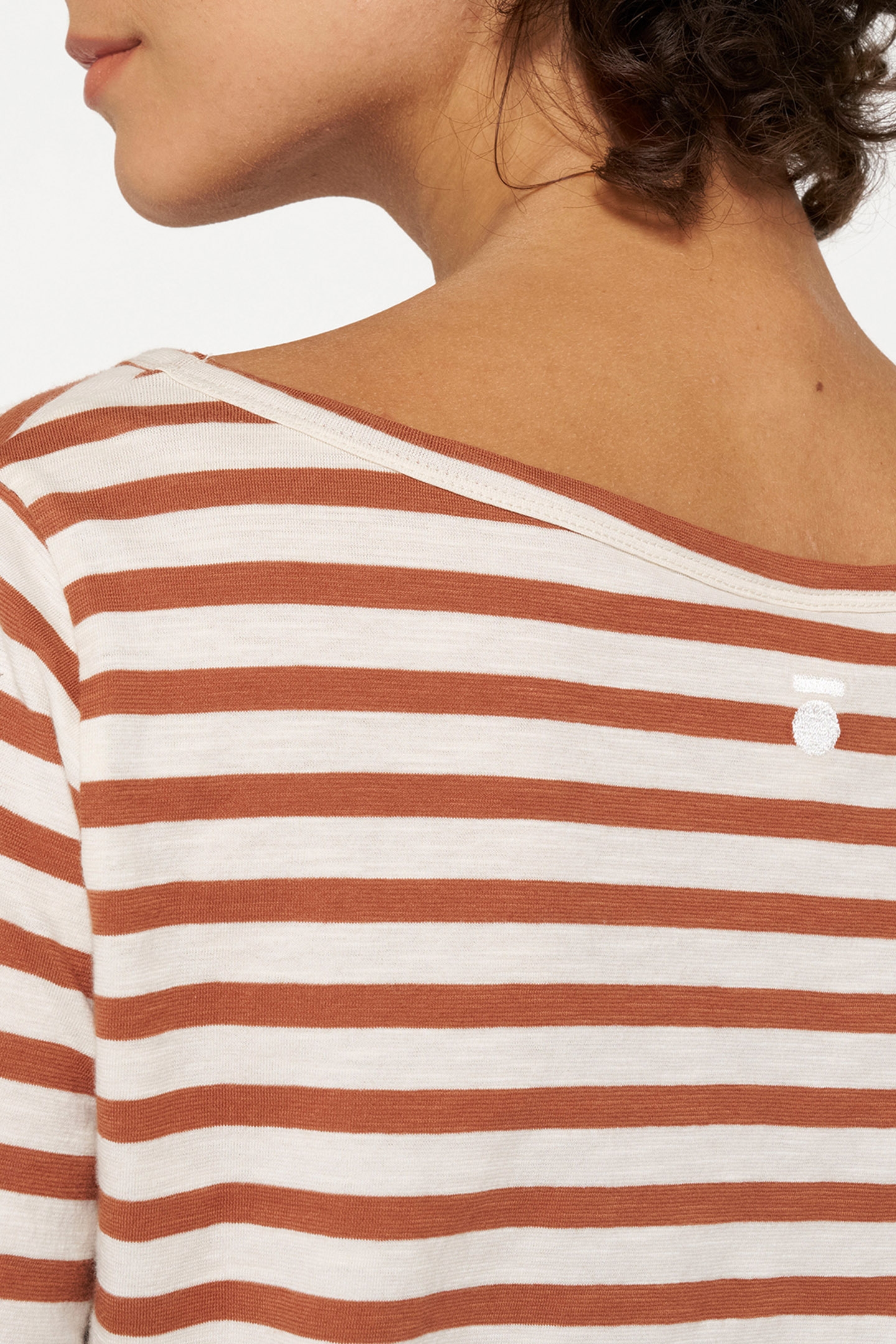 LONGSLEEVE TEE STRIPES ECRU/SADDLE BROWN 5
