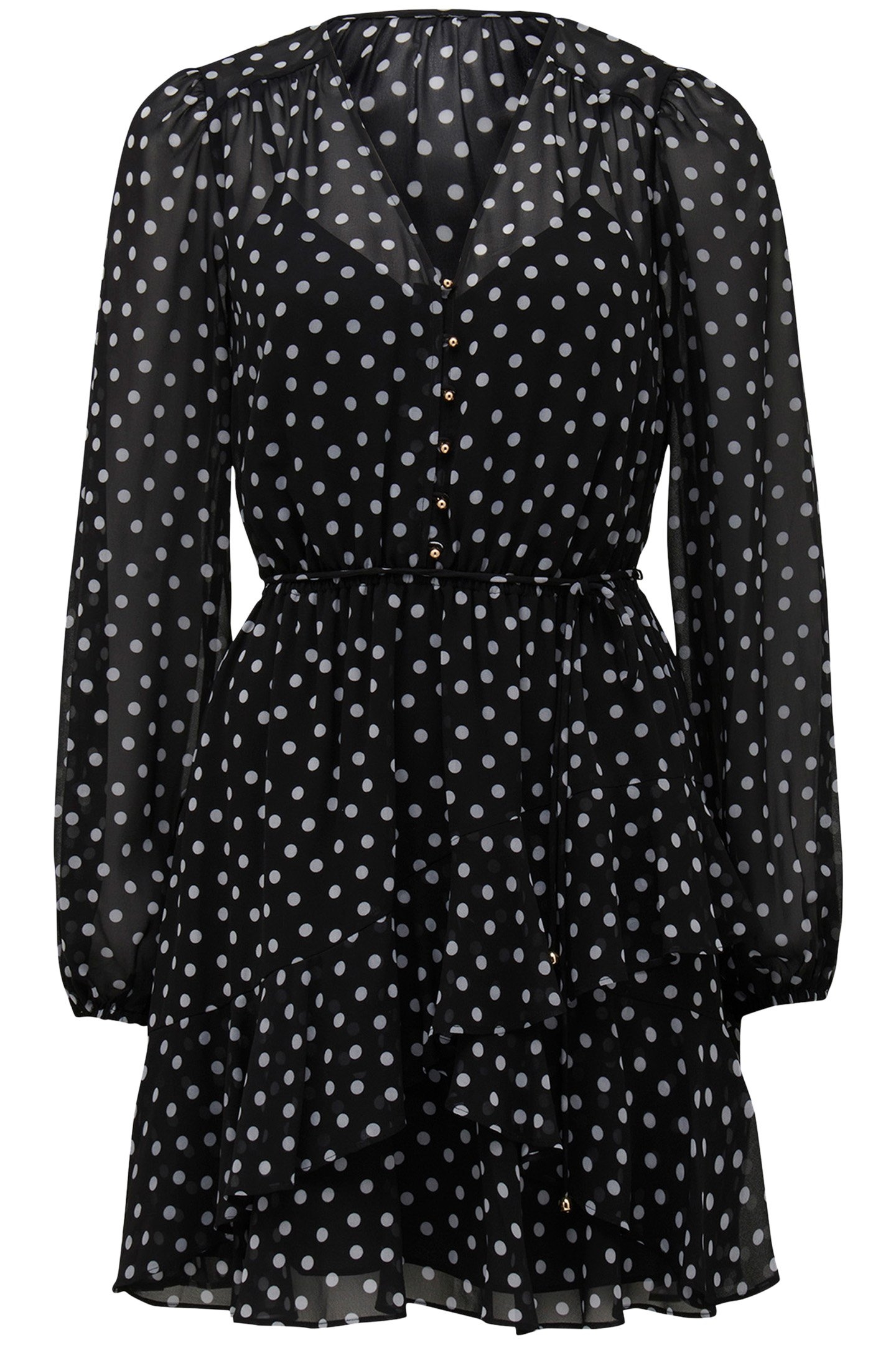 ESRA BUTTON FRONT MINI DRESS BLACK SAVONA SPOT 4