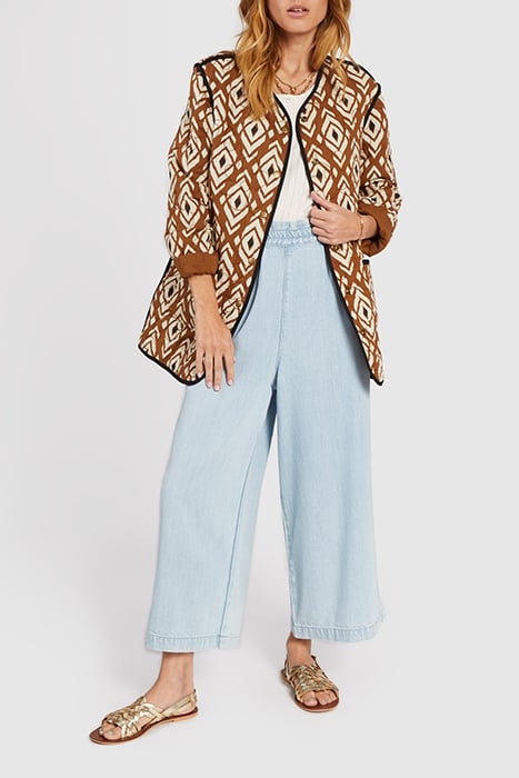 BLEACHED ELASTICATED WAIST WIDE-LEG JEANS 3