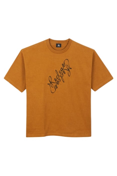MENS ORANGE TSHIRT FISHING LINE PRINT OCHRE 3